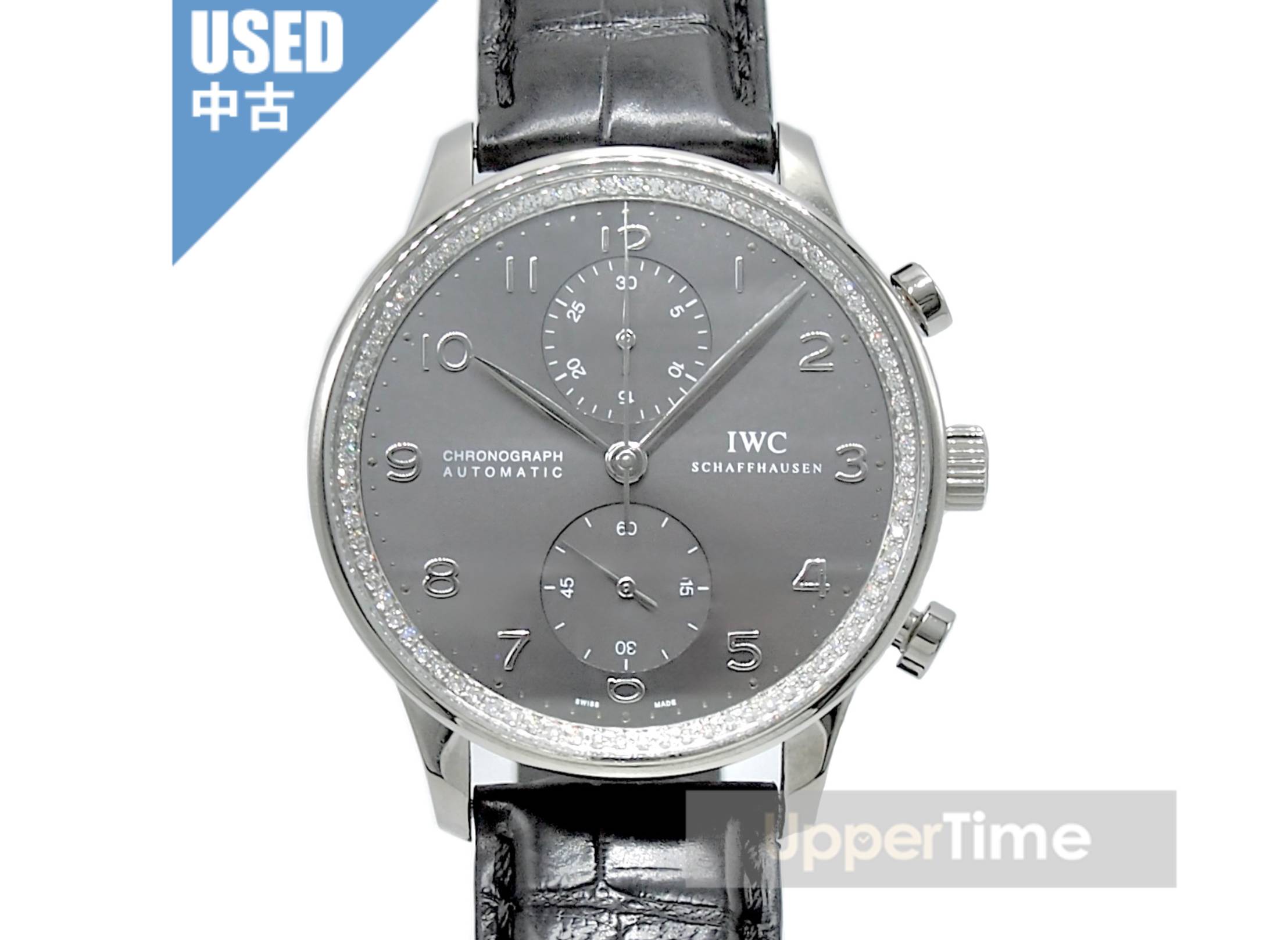 IWC　ポルトギーゼ・クロノグラフ　Ref.IW371473　2024年式　メンズ　 腕時計　シルバー　ステンレス　ブラックアリゲーターストラップ　中古　自動巻き
