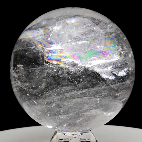 天然石虹あり　キラキラ水晶のスフィア　丸玉　置物NO.052415 天然石虹あり キラキラ水晶のスフィア 丸玉 置物NO.052415