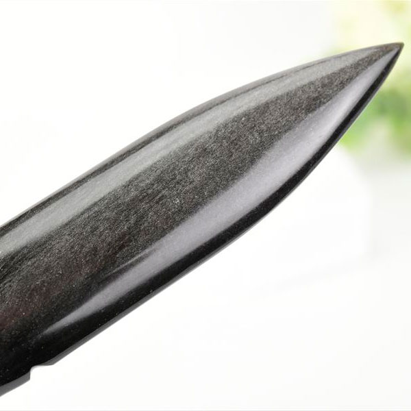 シルバーオブシディアン レターオープナーメキシコ産【約181mm】ハンドメイドシルバーシーンオブシディアン｜黒曜石｜レターオープナー｜ナイフ型｜置物｜インテリア｜オブシディアン｜天然石 ■39ショップ■｜アップストーン店 10,153円