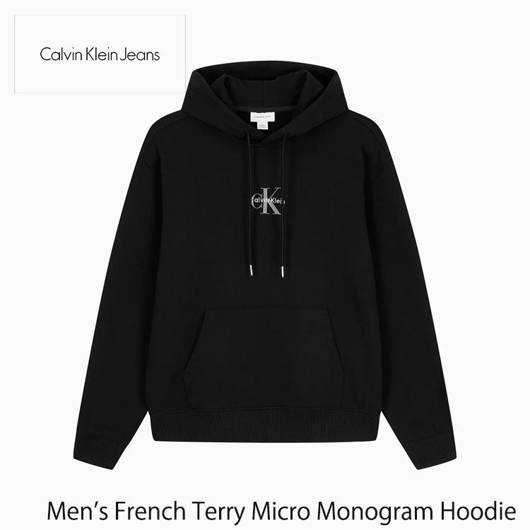 Calvin Klein カルバンクライン パーカー フーディー CK Men’s French Terry Micro Monogram Hoodie メンズ フレンチ マイクロ モノグラム フーディ BLACK ブラック 4RD243G UB1【中古】未使用品【中古】未使用品