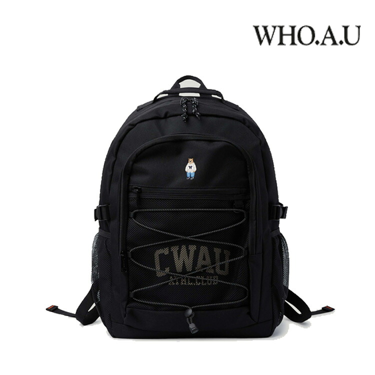 フーアーユー バッグパック WHO.A.U メンズ レディース Steve Mesh-String Backpack スティーブメッシュストリング バッグパック BLACK ブラック WHBGF1151A バッグ