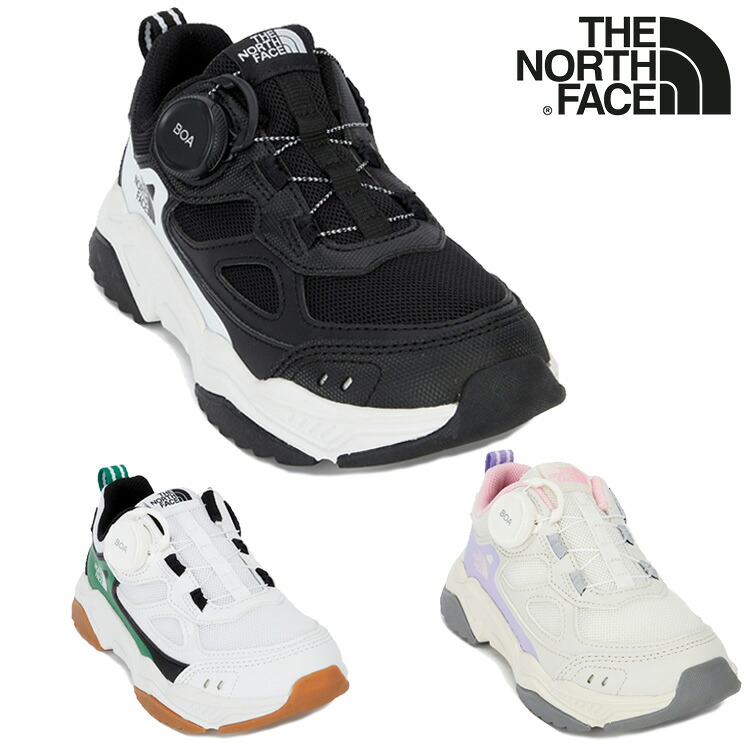北の方人間の顔 スニーカー THE NORTH FACE KID ENERGY BOA キッズ 活動力 ボア BLACK 黒いこと GREEN 緑であること IVORY 象牙色 NS96Q21A/B/D シューズ【中古】未当てはめる品
