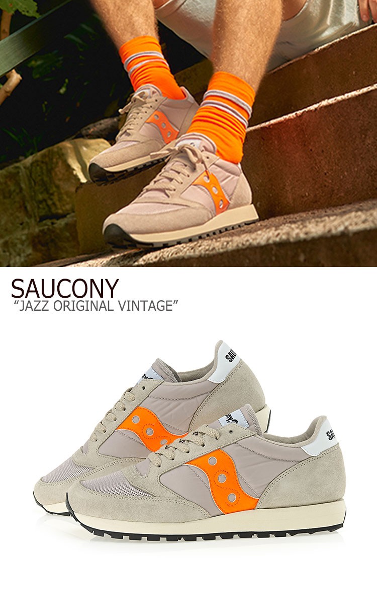 春夏新色 サッカニー ジャズオリジナル スニーカー Saucony メンズ Jazz Original Vintage ジャズ オリジナル ヴィンテージ Tan Orange タン オレンジ S 50 シューズ 大流行中 Tests Nphl Go Ke