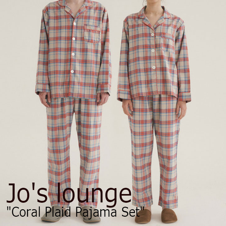 海外最新 ジョーズラウンジ ルームウェア Jo S Lounge メンズ レディース Coral Plaid Pajama Set コーラル プラッド パジャマ セット Coral コーラル 5 ウェアw 在庫一掃 Hughsroomlive Com