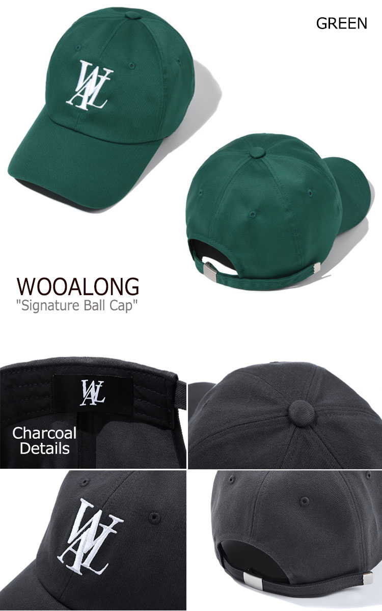 ウアロン ふた Wooalong メンズ レディース Signature Ball Cap 書判 汁椀キャップ Charcoal 暗灰色 Green 翠色 Mocha モカ Wine ぶどう酒 Smoke Grey 燻煙 鼠色 El53xx 43 37 31 51 Acc Vned Org