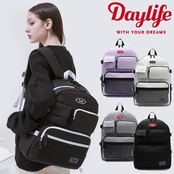 メンズ Backpack Pocket Pink Daylife デイライフリュックサック リュックサック 韓国ファッション White ブラック Multi ホワイト デイライフ 人気 デイライフリュック レディース Ivory Daylife デイライフバックパック リュック 韓国ブランド バックパック ライフ