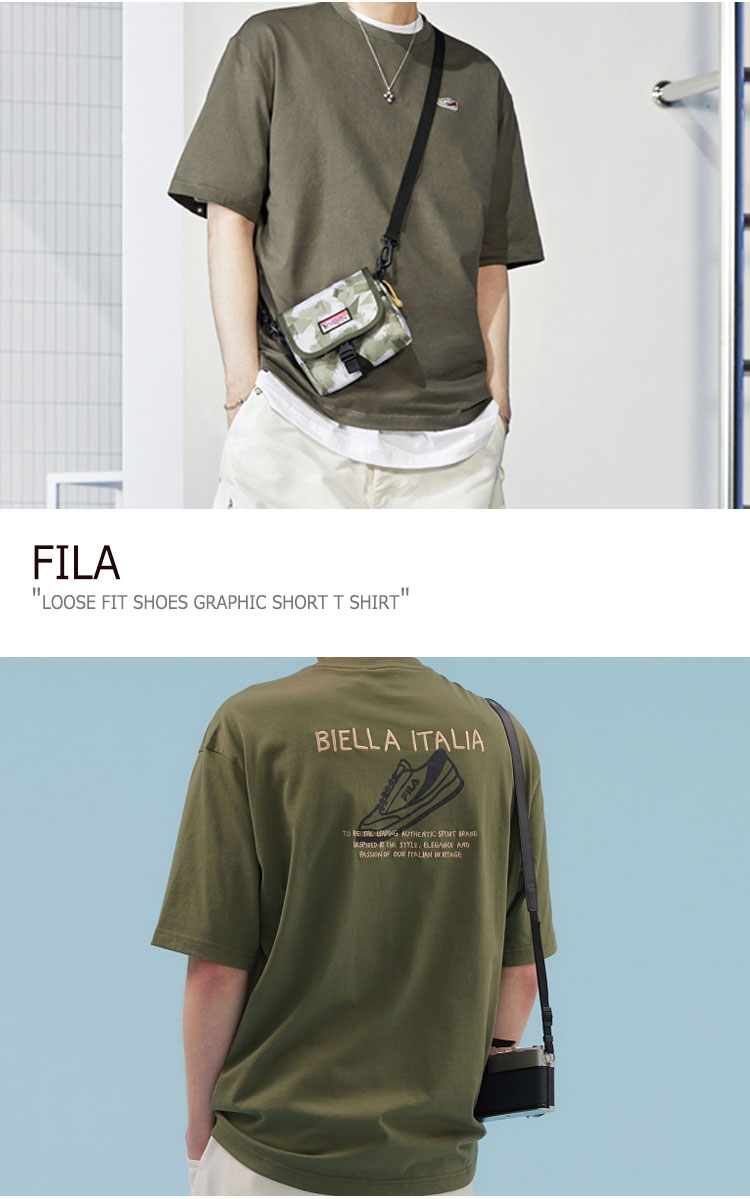 フィラ ティーシャツ Fila メンズ レディース Loose Fit Shoes Graphic Short T Shirt 濫りがわしい 調和 シューズ グラフィック ショート シャツ Leaf Green 岩礁 翠 Black 墨ぞめ True Beige トゥルー ベージュ 半袖 Fs2rsd2123x 御召物 中古