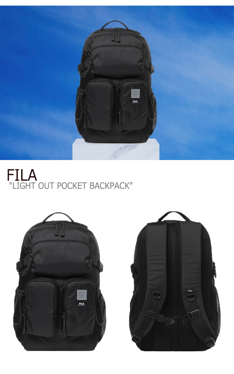 楽天ランキング1位 Fila リュック フィラ Light バッグ Fs3bpd6005x ブラック Black バックパック アウトポケット ライト Backpack Pocket Out 男女兼用バッグ