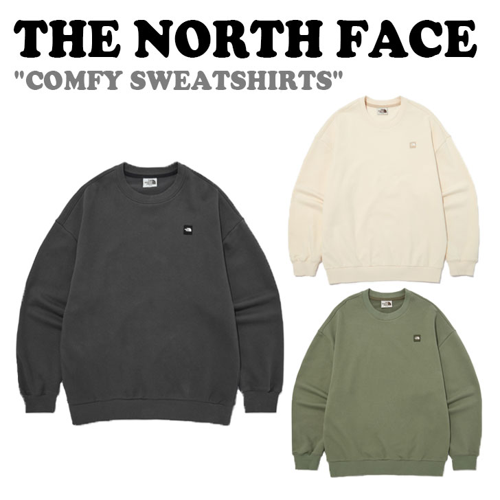 ノースフェイス トレーナー THE NORTH FACE メンズ レディース COMFY SWEATSHIRTS コンフィ スウェット シャツ DARK GRAY ダーク グレー CREAM クリーム LIGHT KHAKI ライト カーキ NM5MN51J/K/L ウェア 【中古】未使用品