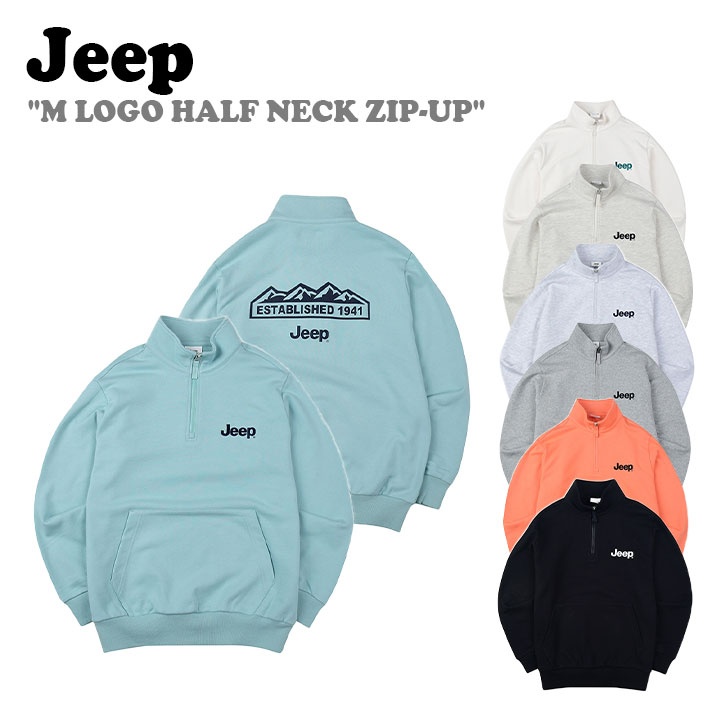 ジープ トップス Jeep 御坊っちゃん うしろ帯 M LOGO HALF NECK ZIP-UP Mロゴタイプ 二分の一 素っ首 ジップアップ 全7色 KN5TSU832BK/MI/IV/LO/MG/MT/MW 御召しもの