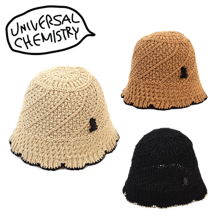 【BTS着用】ユニバーサル ケミストリー バケットハット Summer Edge Knit Bucket Hat サマーエッジ ニットバケットハット IVORY アイボリー BEIGE ベージュ BLACK ブラック 6512775388 ACC