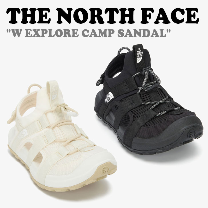 北の方人間の顔 スポサン THE NORTH FACE レディース W EXPLORE CAMP SANDAL エクスプロー 難民キャンプ サンダル BLACK 黒いこと WHITE 白いこと 砂浜サンダル 横すべりサンダル スポサン WHITE LABEL 白いこと付け札 NS98Q11J/K シューズ 【中古】未当て嵌める品