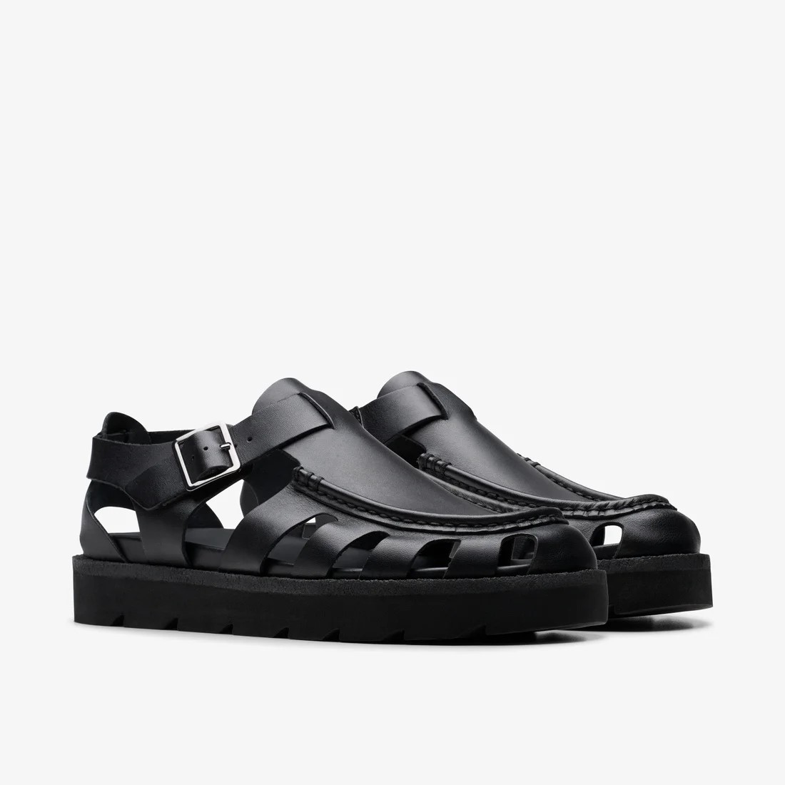 クラークス Clarks Meare Buckle Black Leather 26180755