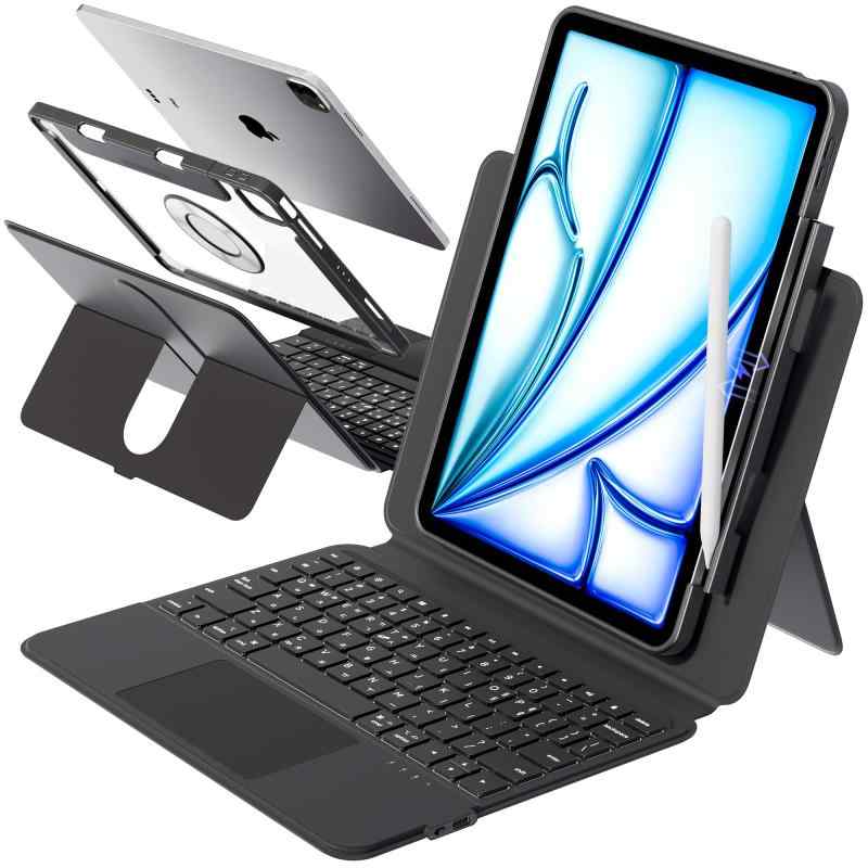 BJBT iPad キーボード付きケース 対応 ipad キーボードケース 360度回転式 10cm高さ調整可能 180&deg;スタンド角度調整 7色バックライト・超高精度トラックパッド搭載・JIS日本語配列・Bluetooth5.2｜アップアップストア