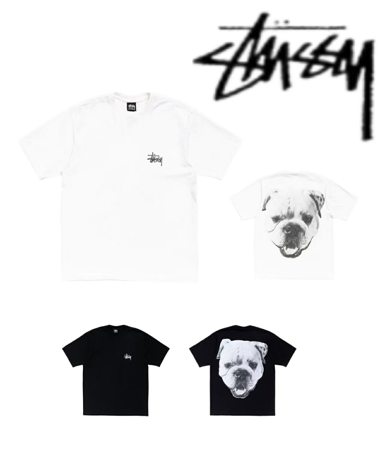 STUSSY ステューシー 26 夏季新作 可愛いドッグ総柄プリント半袖 T シャツ ユニセックス メンズレディース兼用 カジュアルウェア｜アップアップストア