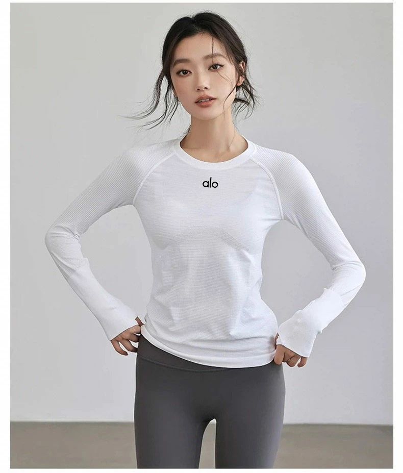 ★ ALO Yoga ★ 長袖 tプルオーバー レディース 綿混 心地よい vのど首 uのど首 日よけ 長袖tプルオーバー 今めかしい 分かりやすい 無地 好いたらしいめ トップス 下着類 重ね着 下着類 新作 服 夏