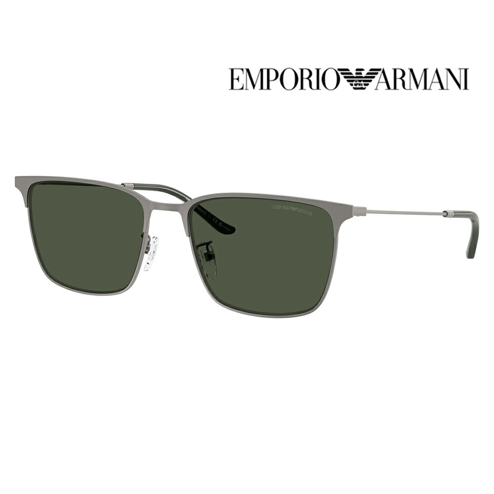 【正規品販売店】エンポリオアルマーニ サングラス 伊達 メガネ 眼鏡 EA2164D 30039A 57 EMPORIO ARMANI メタル レクタングル メンズ アジアンモデル 偏光