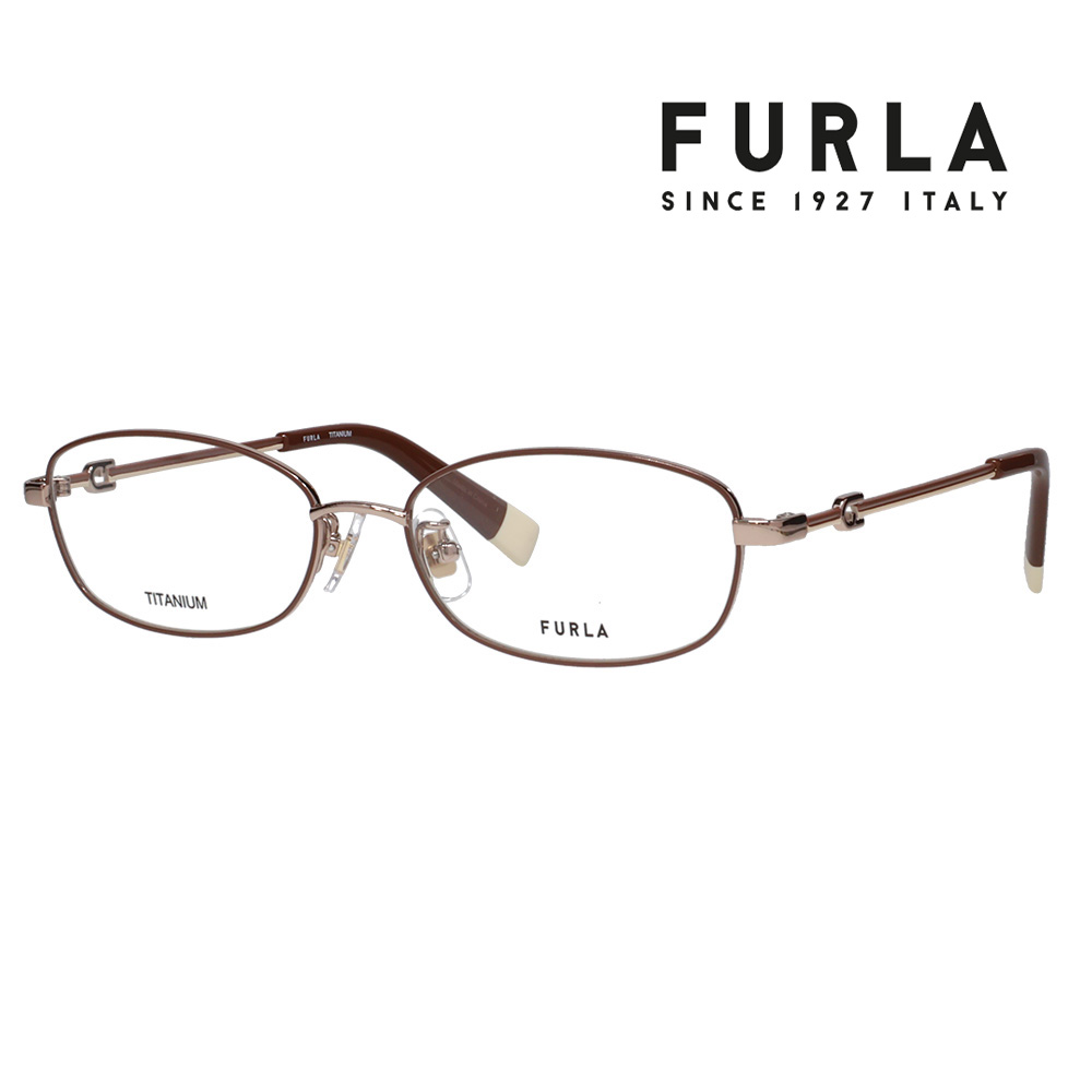 【正規品販売店】 度なし1.55レンズ交換+0円 FURLA フルラ 眼鏡 伊達メガネ VFU795J 08NE 53 オーバル スクエア ジャパンモデル メタル レディース