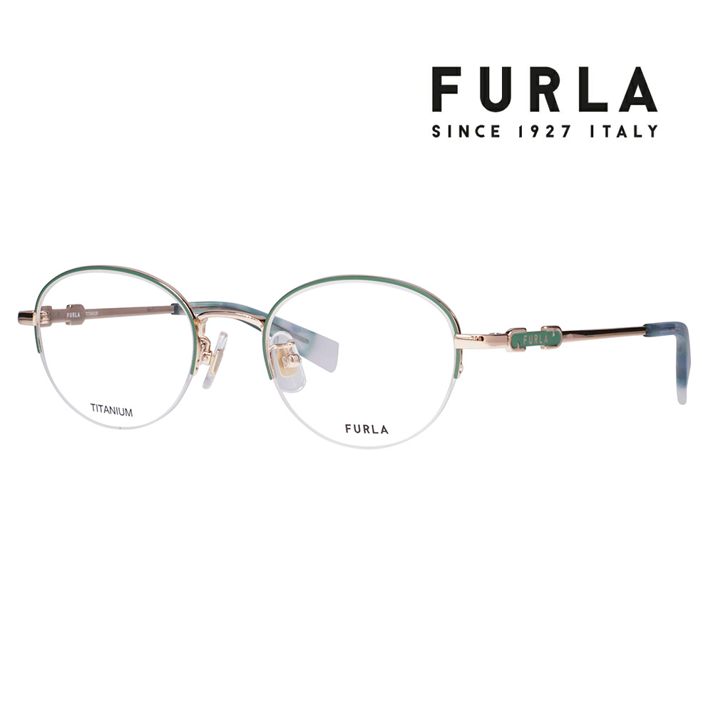 【正規品販売店】 度なし1.55レンズ交換+0円 FURLA フルラ 眼鏡 伊達メガネ VFU859J 0I88 48 ボストン ナイロール ジャパンモデル レディース