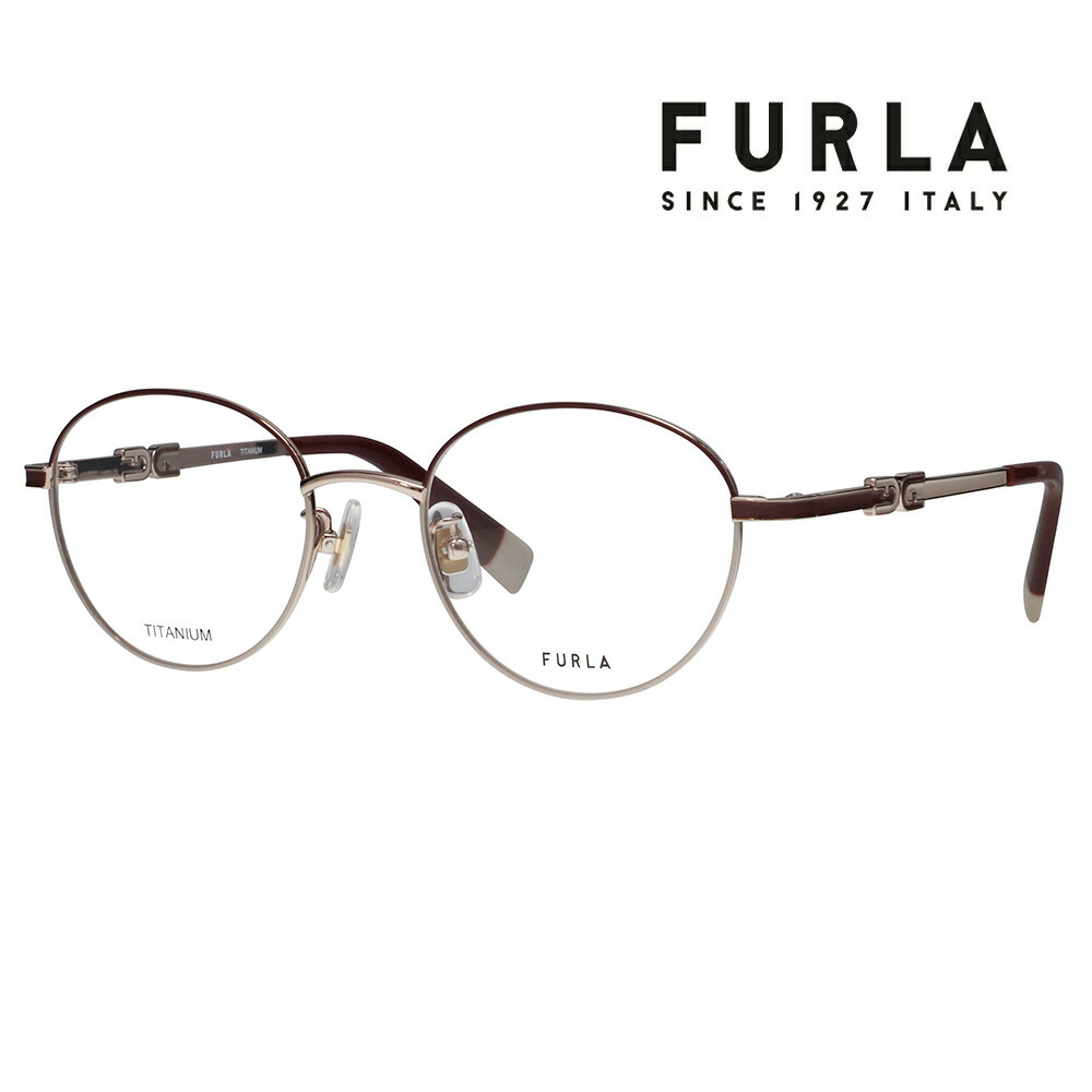 【正規品販売店】 度なし1.55レンズ交換+0円 FURLA フルラ 眼鏡 伊達メガネ VFU965J 0586 49 ボストン メタル チタン ジャパンモデル レディース
