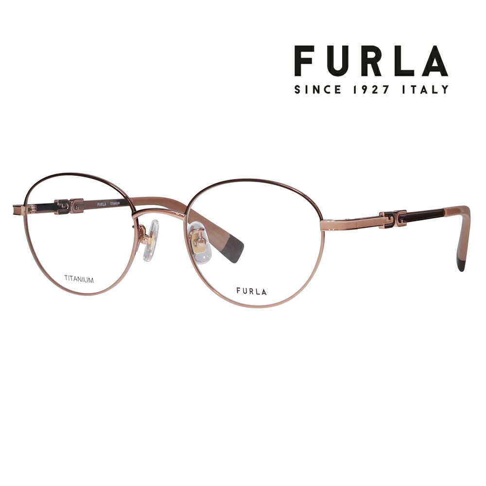 【正規品販売店】 度なし1.55レンズ交換+0円 FURLA フルラ 眼鏡 伊達メガネ VFU965J 0A47 49 ボストン メタル チタン ジャパンモデル レディース