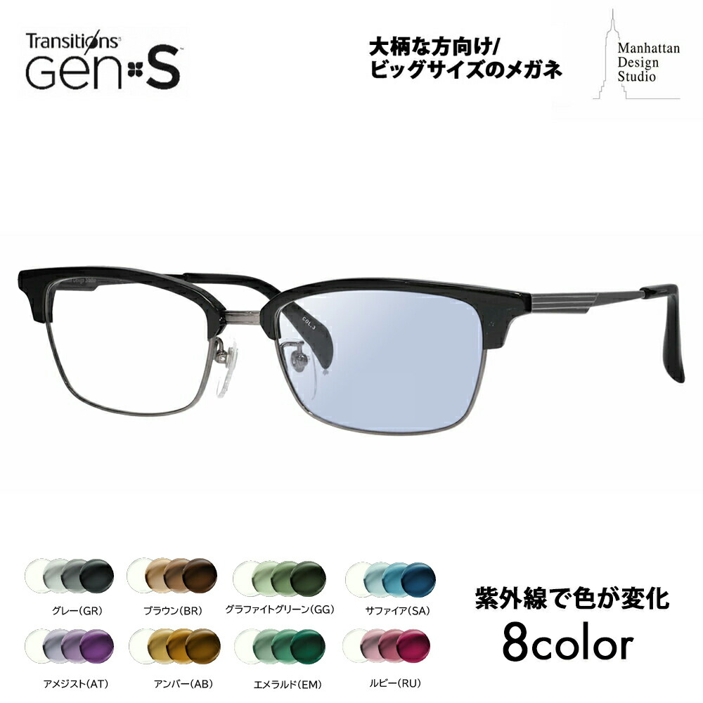 【正規品販売店】マンハッタンデザインスタジオ メガネ フレーム サングラス 調光レンズセット MDS-523 3 58 大きい ラージ ビッグ キング 大きめ ワイド メンズ チタン チタニウム ブロー ウェリントン 伊達眼鏡 ニコン トランジションズGEN S