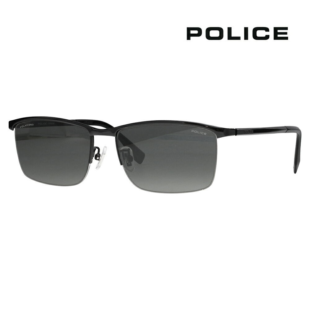 【正規品販売店】ポリス サングラス SPLT67J 530P 56 POLICE スクエア チタン チタニウム メンズ ブロー 偏光