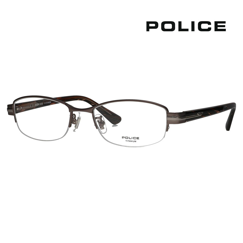 【正規品販売店】度なし1.55レンズ交換+0円 ポリス メガネ フレーム VPLM42J 0627 52 POLICE スクエア ハーフリム ナイロール メタル ジャパンモデル メンズ チタニウム 伊達眼鏡 メガネ 7,700円