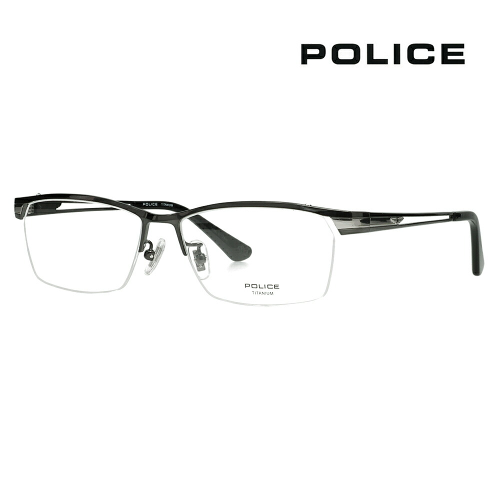 【正規品販売店】度なし1.55レンズ交換+0円 ポリス メガネ フレーム VPLM45J BK11 55 POLICE 2024年モデル スクエア チタン メンズ ハーフリム ナイロール 伊達眼鏡 メガネ 7,810円