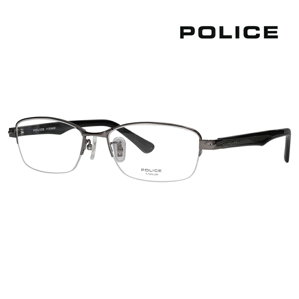 【正規品販売店】度なし1.55レンズ交換+0円 ポリス メガネ サングラス VPLN71J 0568 54 POLICE ナイロール スクエア メンズ 伊達眼鏡|What’s up?-ワッツアップ-