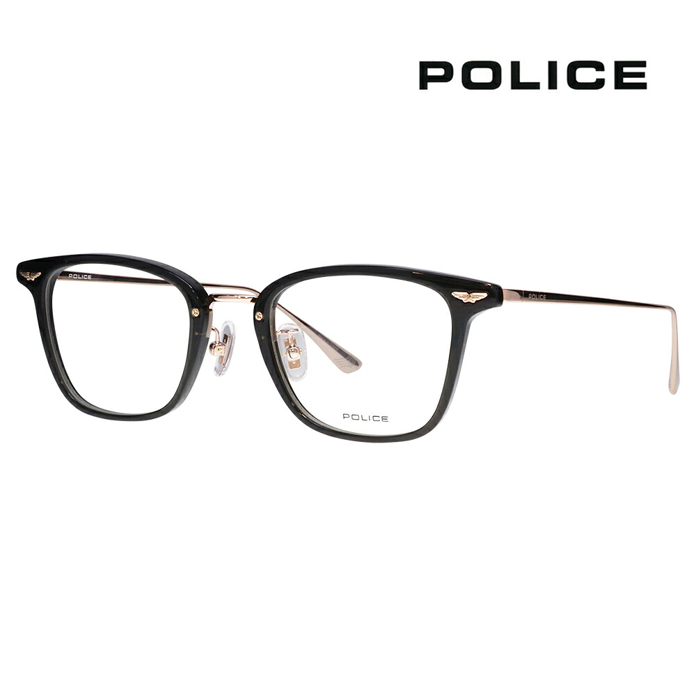 【正規品販売店】度なし1.55レンズ交換+0円 ポリス メガネ フレーム VPLQ54J 05CB 49 POLICE メンズ ウェリントン コンビ ジャパンモデル