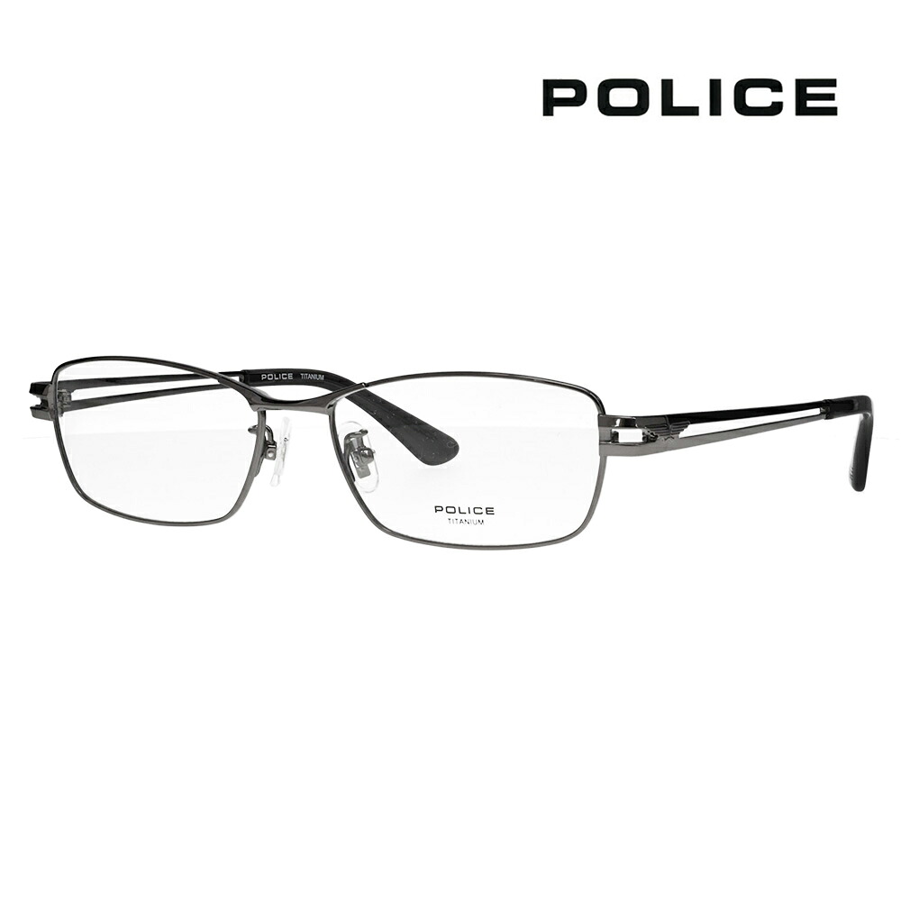 【正規品販売店】度なし1.55レンズ交換+0円 ポリス メガネ フレーム VPLR32J 0568 55 POLICE メンズ スクエア チタン ジャパンモデル