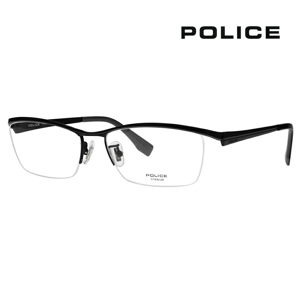 【正規品販売店】度なし1.55レンズ交換+0円 ポリス メガネ フレーム VPLR34J 0531 56 POLICE メンズ スクエア ナイロール ブロー ジャパンモデル|What’s up?-ワッツアップ-