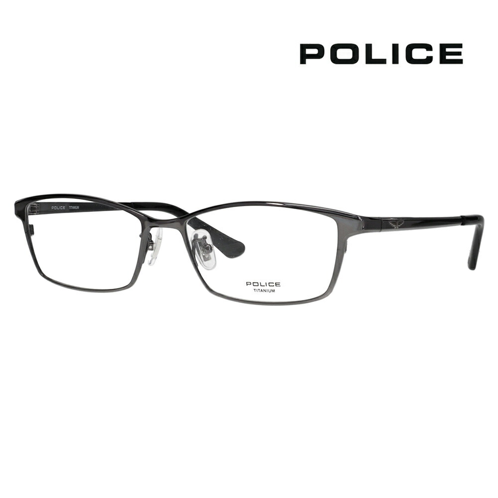 【正規品販売店】度なし1.55レンズ交換+0円 ポリス メガネ フレーム VPLR35J 0S1D 54 POLICE メンズ スクエア チタン シートメタル ジャパンモデル