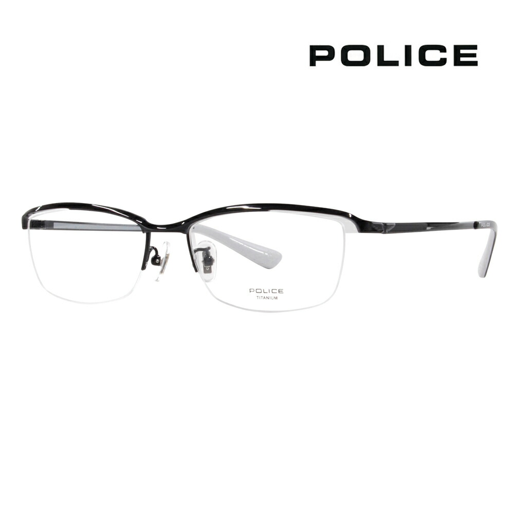 【正規品販売店】度なし1.55レンズ交換+0円 ポリス メガネ フレーム VPLD60J 0530 55 POLICE スクエア ハーフリム ナイロール メタル チタン 伊達眼鏡 メガネ｜What&rsquo;s up？-ワッツアップ-