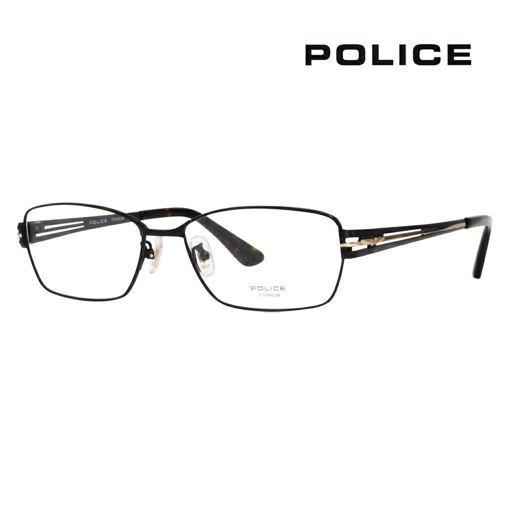 【正規品販売店】度なし1.55レンズ交換+0円 ポリス メガネ フレーム VPLE68J 0531 55 POLICE スクエア メタル チタン メンズ フルリム 伊達眼鏡|What’s up?-ワッツアップ-