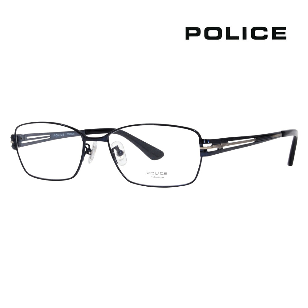 【正規品販売店】度なし1.55レンズ交換+0円 ポリス メガネ フレーム VPLE68J 0N40 55 POLICE スクエア メタル チタン メンズ フルリム 伊達眼鏡 7,920円