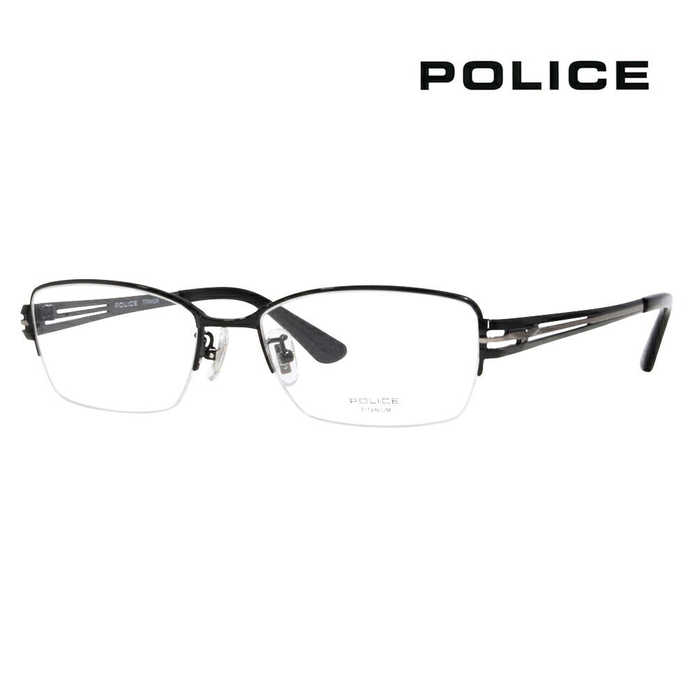 【正規品販売店】度なし1.55レンズ交換+0円 ポリス メガネ フレーム VPLE69J 0530 54 POLICE スクエア ハーフリム ナイロール チタン メンズ 伊達眼鏡 メガネ|What’s up?-ワッツアップ-