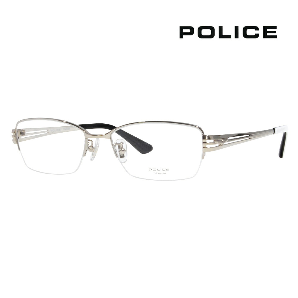【正規品販売店】度なし1.55レンズ交換+0円 ポリス メガネ フレーム VPLE69J 0579 54 POLICE スクエア ハーフリム ナイロール チタン メンズ 伊達眼鏡 メガネ|What’s up?-ワッツアップ-
