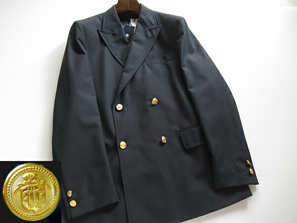 SALE オンワード樫山 春夏 J.プレス SALVAGE PUBLIC Kolepa×J.PRESS NEWZEALAND PEPPIN MERINO 金釦ダブル紺ブレザー 定価63,800円(税込)