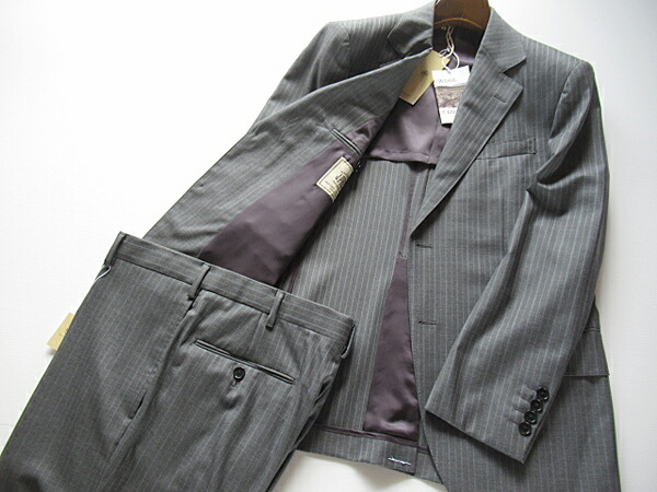 SALE オンワード樫山正規品 春夏秋 J.プレス J.PRESS【Essential Clothing】 オルタネートストライプ柄 シングルウールスーツ メンズ グレー 定価97,900円（税込み） 31,818円