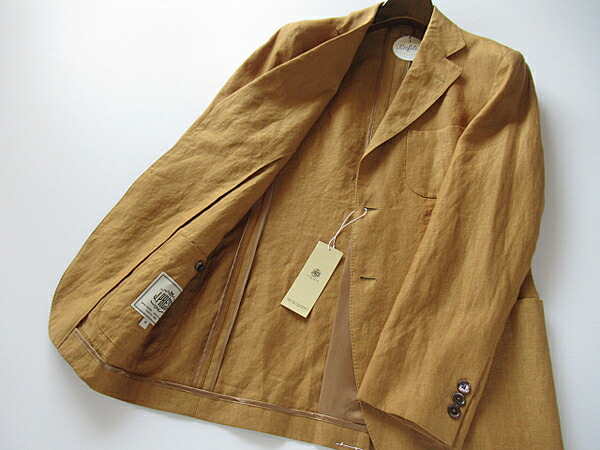 SALE オンワード樫山正規品 夏 J.プレス J.PRESS SAFILIN アンコン 麻100% リネンジャケット キャメル 60,500円(税込)