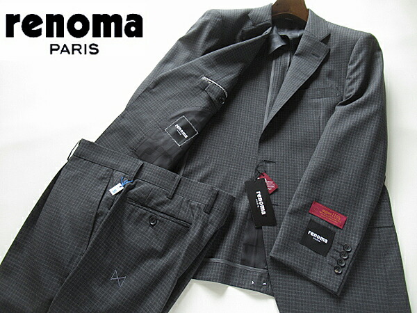 定まり品 春夏真似形 レノマパリスrenoma PARIS Super110\u0027s メンズ シングルウールスーツ 薄墨色