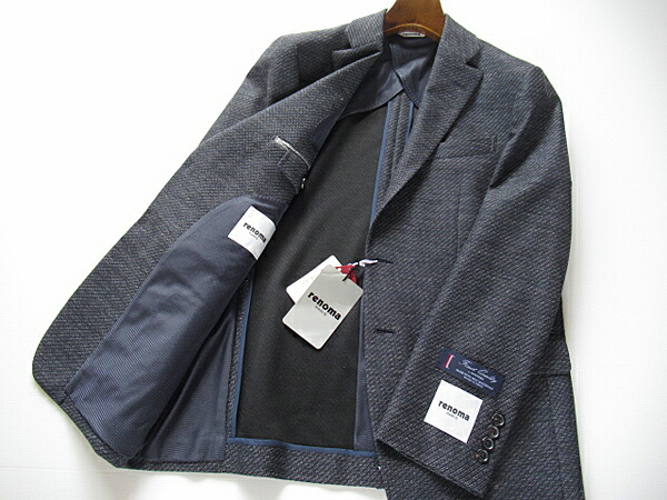 春夏 レノマ パリス メンズ 日本製生地 renoma PARIS×ICHITEKI 麻混ジャージージャケット ネイビー