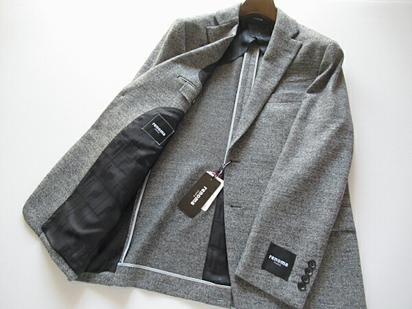 正規品 レノマ パリス　秋冬モデル　 renoma PARIS ウールフラノジャケット グレー ヘリンボーン柄
