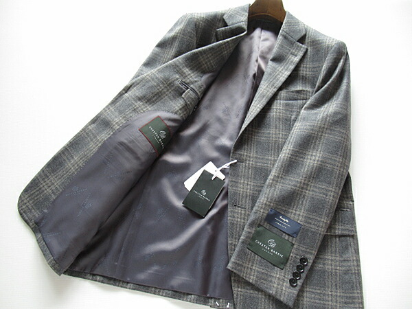 SALE 秋冬 正規品 チェスター・バリー CHESTER BARRIE×MARZOTTO Super110'sウールジャケット チェック柄 グレー 定価63,800円(税込）