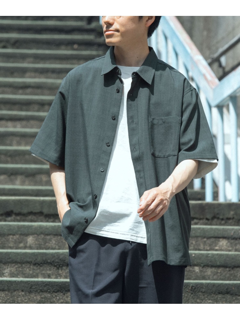 『接触冷感/吸水速乾/イージーケア/UVカット』クイックドライリネンタッチ半袖シャツ URBAN RESEARCH ITEMS アーバンリサーチアイテムズ トップス シャツ・ブラウス ベージュ グレー ブラック グリーン【先行予約】*【送料無料】[ Fashion]