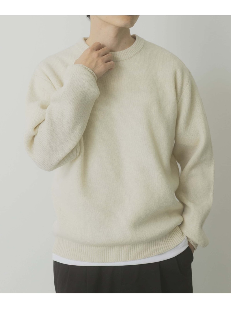 【SALE／40%OFF】タスマニア メリノウール100 クルーネックニット URBAN RESEARCH ITEMS アーバンリサーチアイテムズ トップス ニット イエロー ブルー ホワイト ベージュ グレー【RBA_E】【送料無料】[ Fashion]
