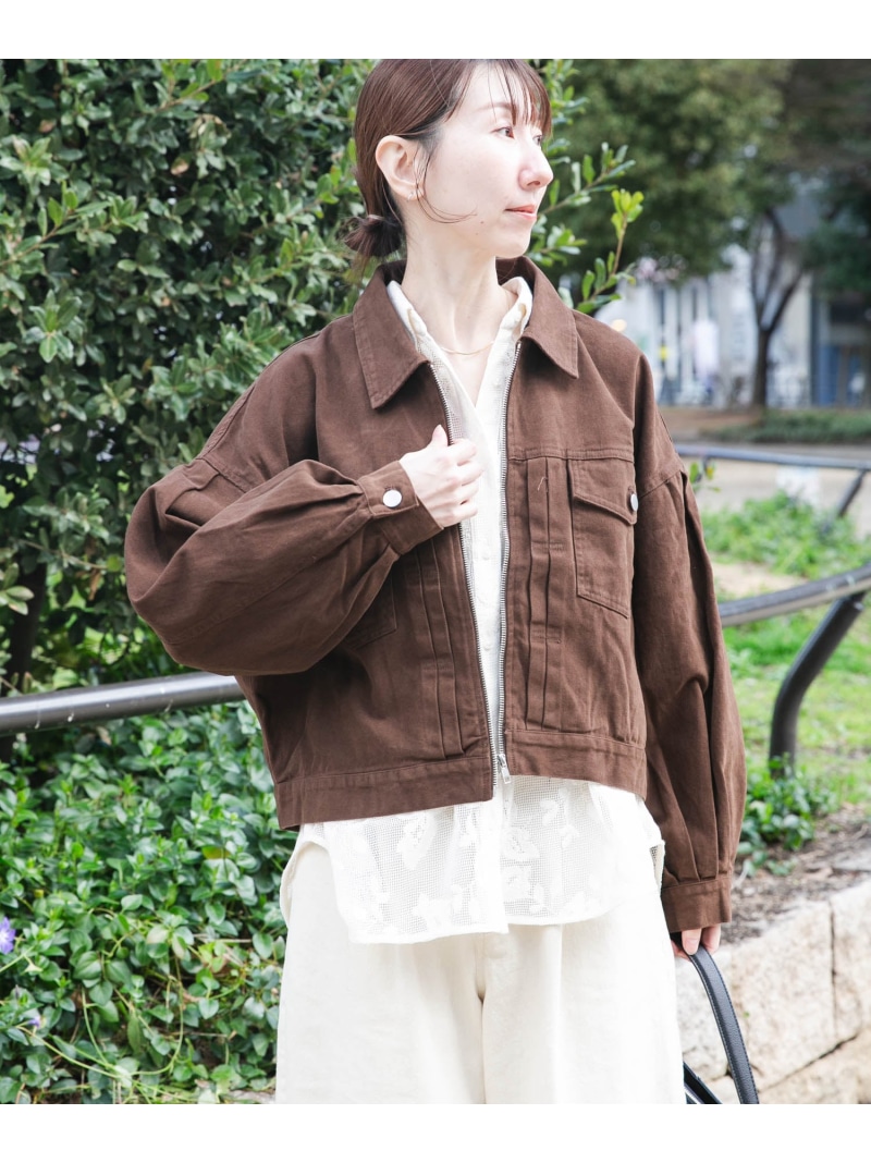 【SALE／20%OFF】袖ボリュームZIPブルゾン URBAN RESEARCH ITEMS アーバンリサーチアイテムズ ジャケット・アウター ブルゾン・ジャンパー ホワイト ブラウン【RBA_E】【送料無料】[ Fashion]