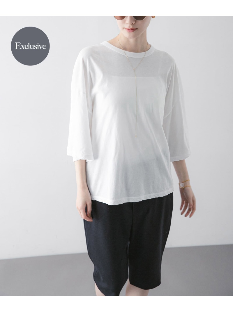 『別注』ATON×URBAN RESEARCH WIDE SLEEVE T-SHIRTS URBAN RESEARCH アーバンリサーチ トップス カットソー・Tシャツ ピンク ホワイト【送料無料】[ Fashion]